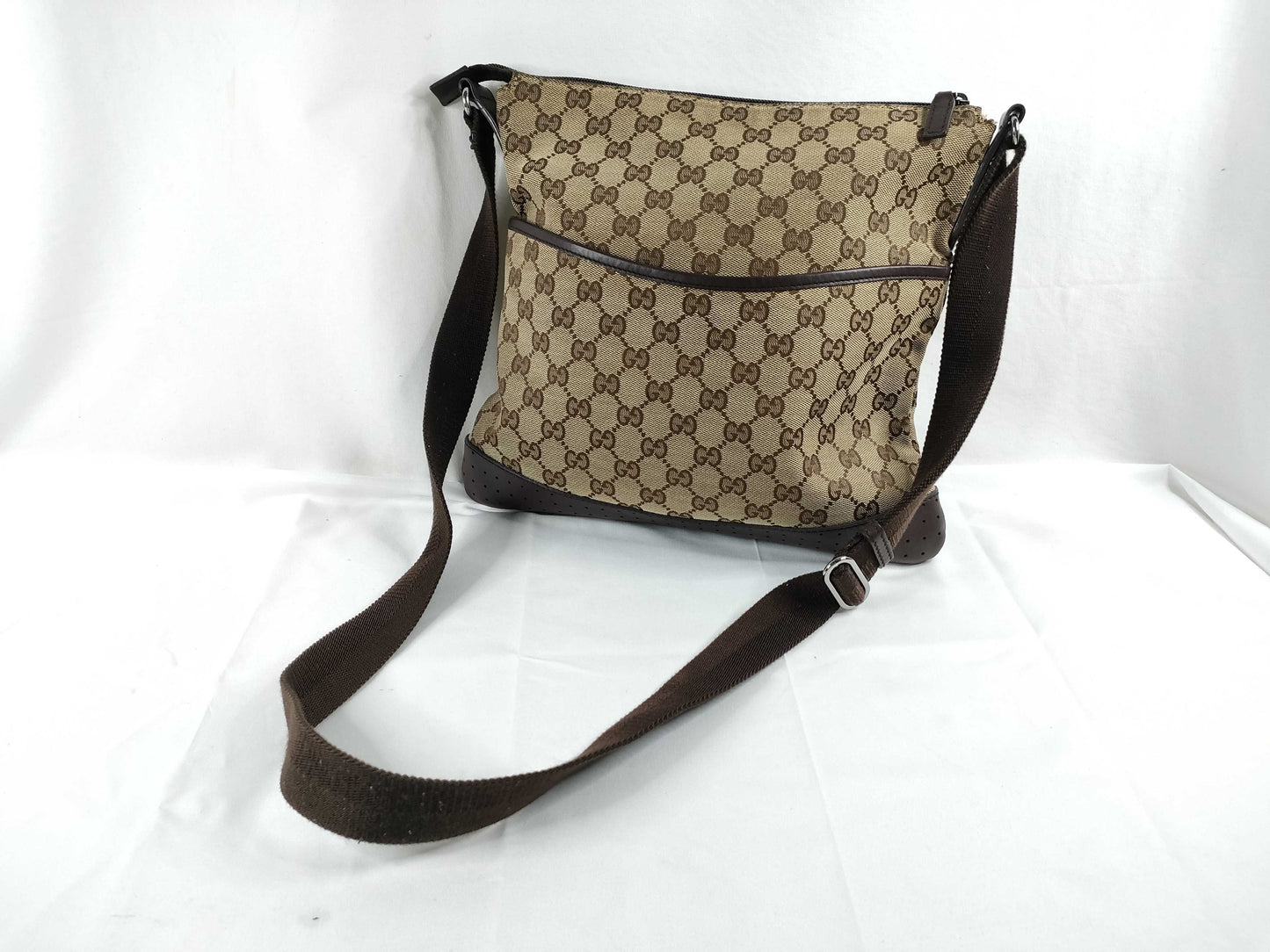 GUCCI GG Canvas Shoulder Bag, Brown/Beige, 145857, W30cm, Shoulder Bag