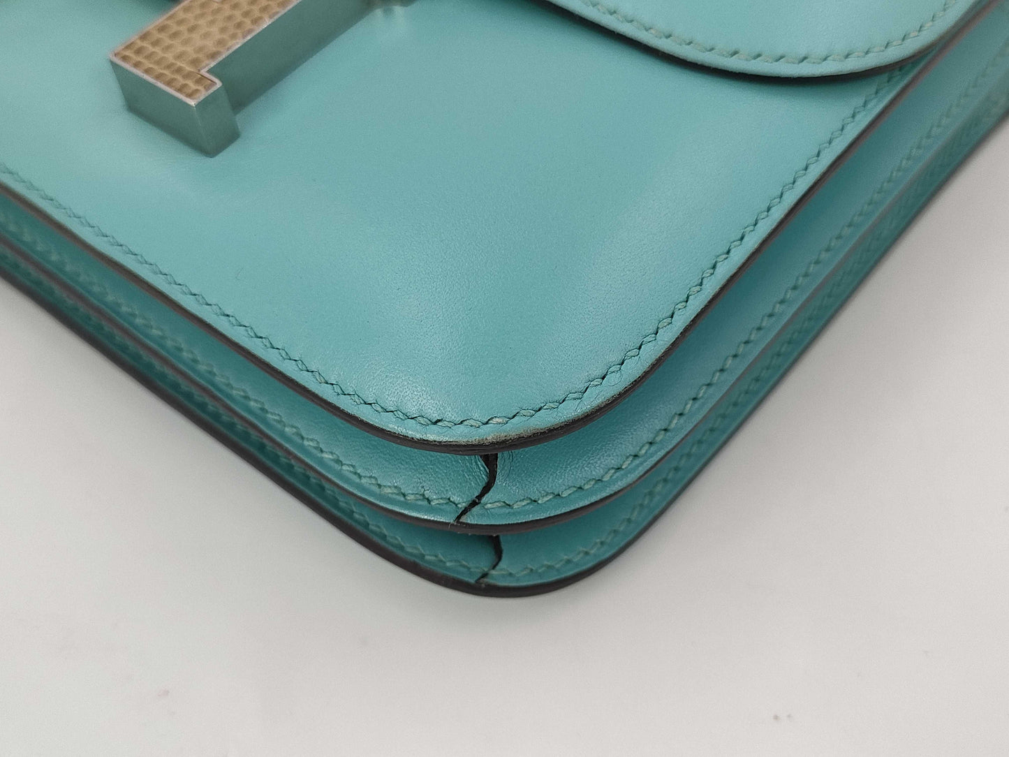 HERMES Constance 3 Mini 18 Lizard Blue Atoll T Shoulder Bag
