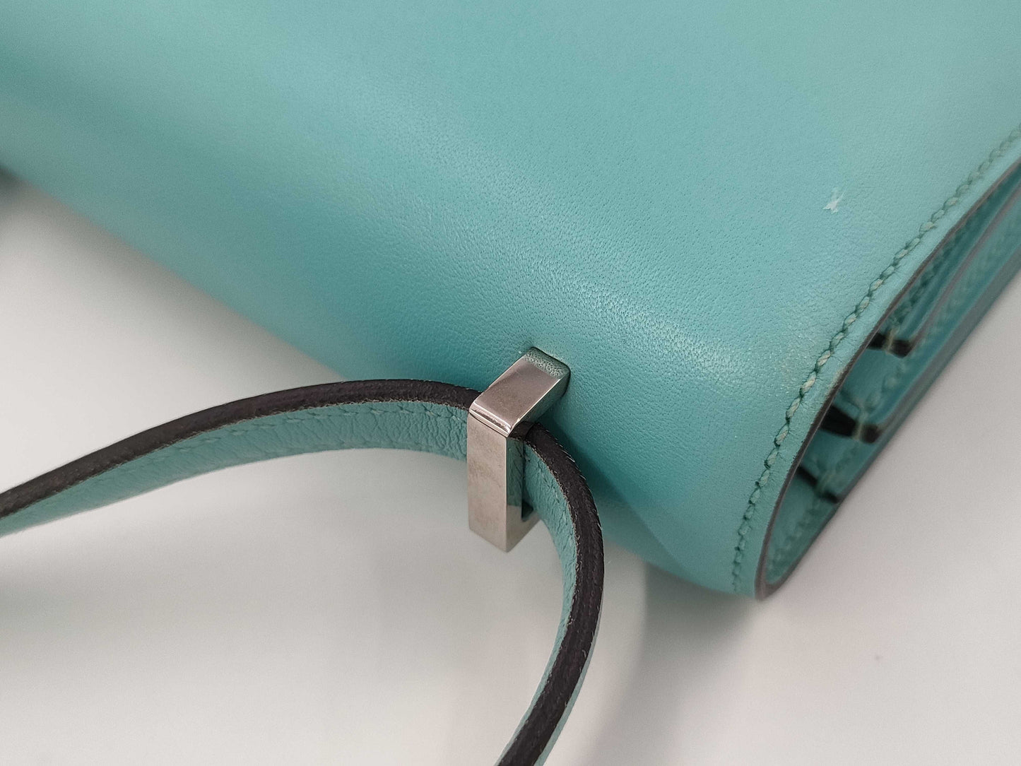 HERMES Constance 3 Mini 18 Lizard Blue Atoll T Shoulder Bag