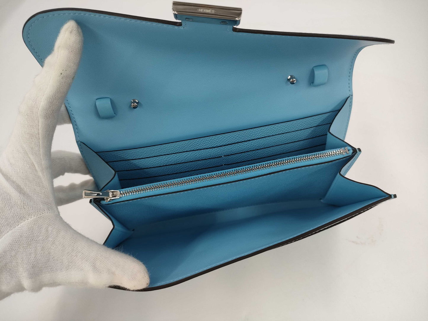 HERMES Constance TOGO W Stamp Celeste Shoulder Bag