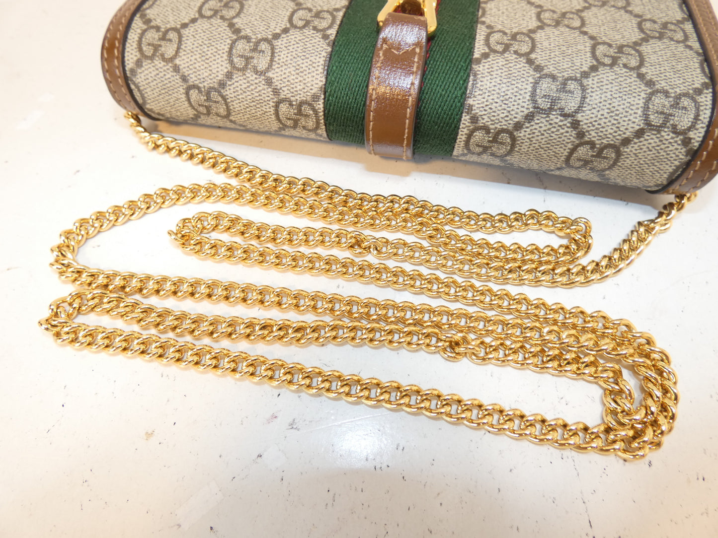 GUCCI Jackie GG Supreme Sherry Continental Wallet Chain Shoulder Bag