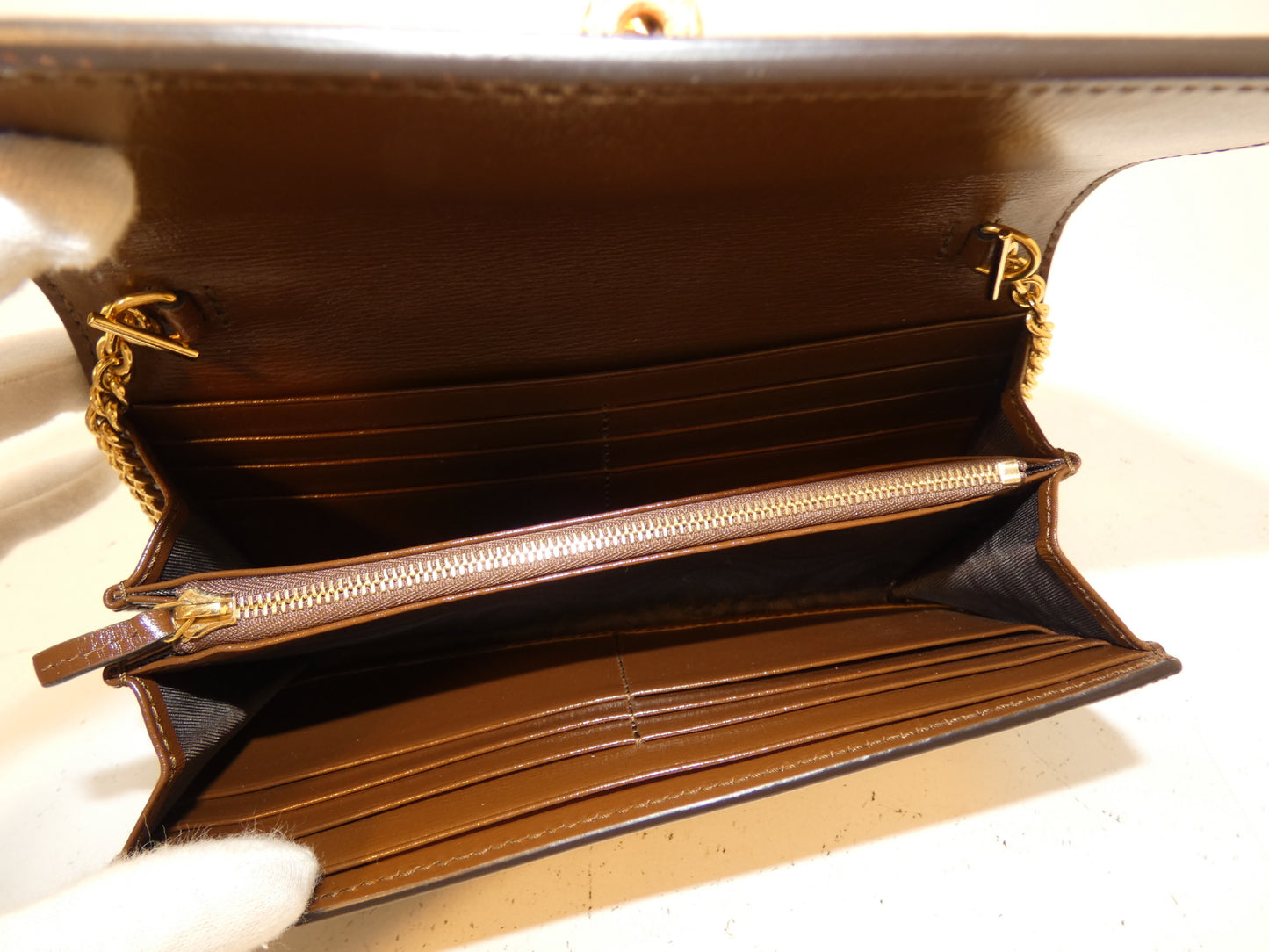 GUCCI Jackie GG Supreme Sherry Continental Wallet Chain Shoulder Bag