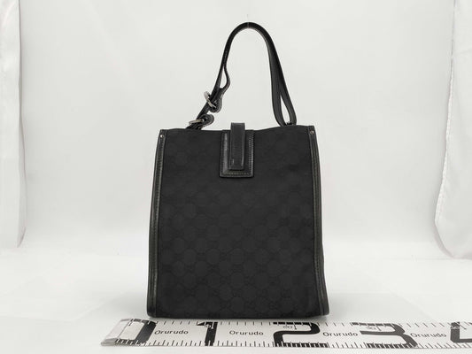 GUCCI GG Pattern Handbag Black Canvas Tote Bag