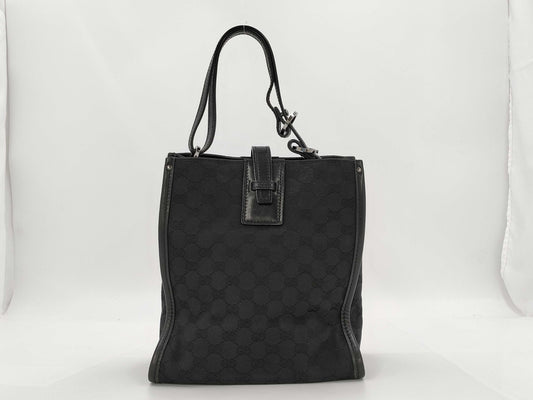 GUCCI GG Pattern Handbag Black Canvas Tote Bag