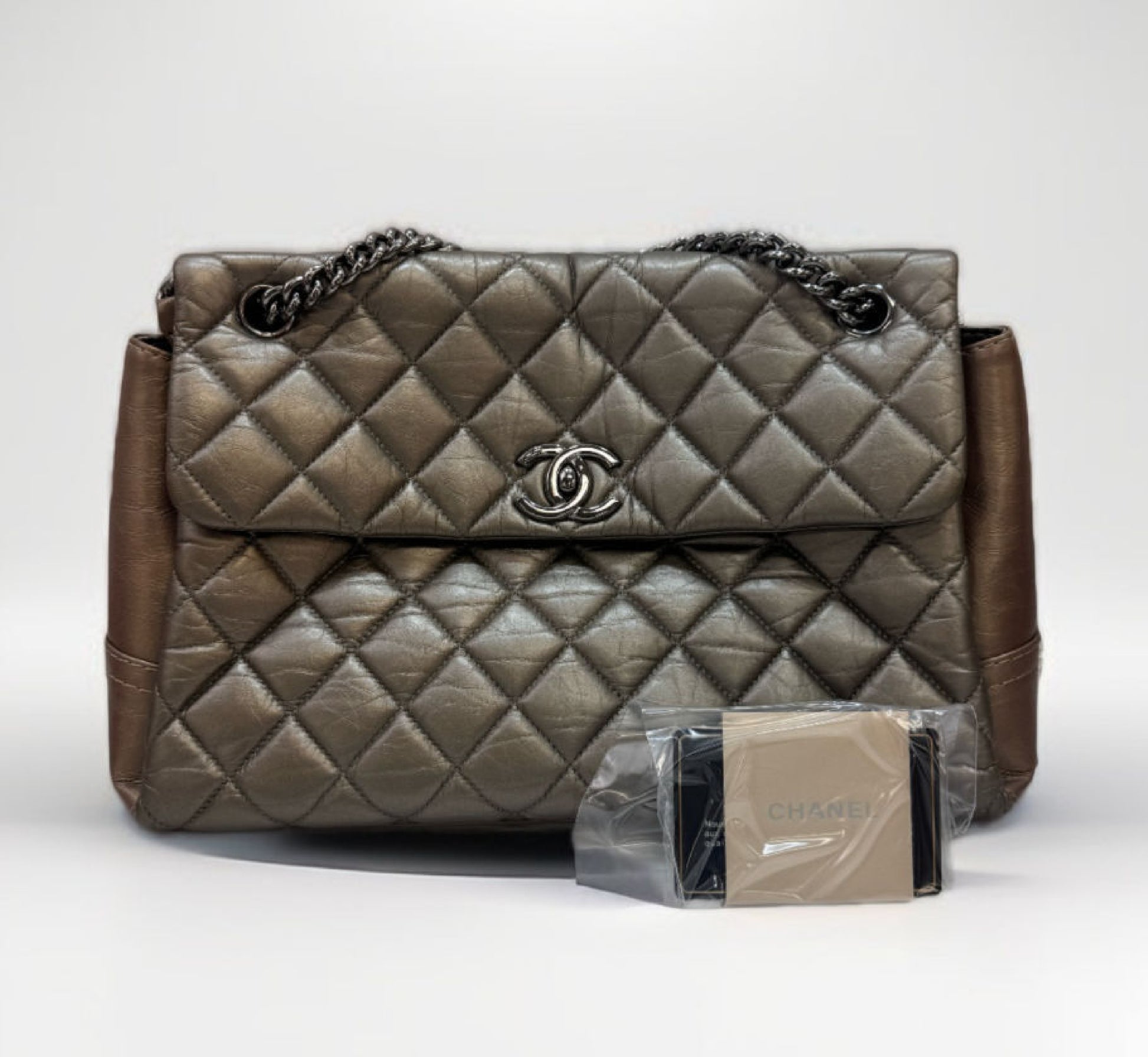 CHANEL Matelasse Lambskin Double Chain Shoulder Bag