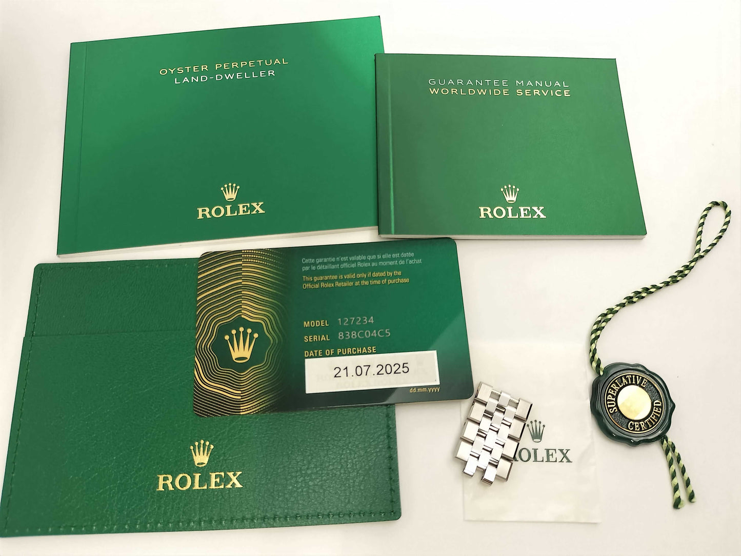 ROLEX Land-Dweller 127234 838C04C5 White Dial Honeycomb Motif Men's Watch