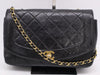 CHANEL Diana 24 Lambskin Matelasse Shoulder Bag with Small Flap, Small Chain, Gold Hardware, Black Seal, 2523221