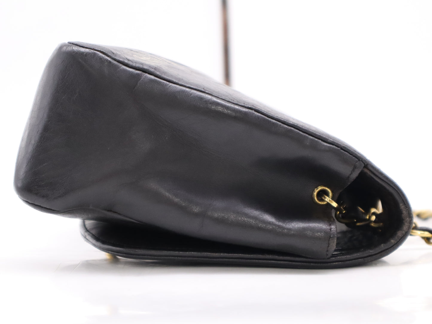 CHANEL Diana 24 Lambskin Matelasse Shoulder Bag with Small Flap, Small Chain, Gold Hardware, Black Seal, 2523221
