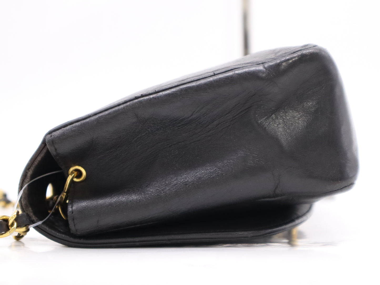 CHANEL Diana 24 Lambskin Matelasse Shoulder Bag with Small Flap, Small Chain, Gold Hardware, Black Seal, 2523221