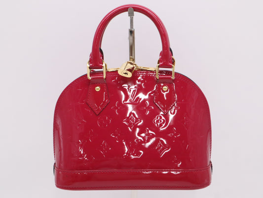 LOUIS VUITTON Vernis M50565 Alma BB Monogram Vernis Handbag with Shoulder Strap, Cloche, Cadena, Two Keys, and Dust Bag