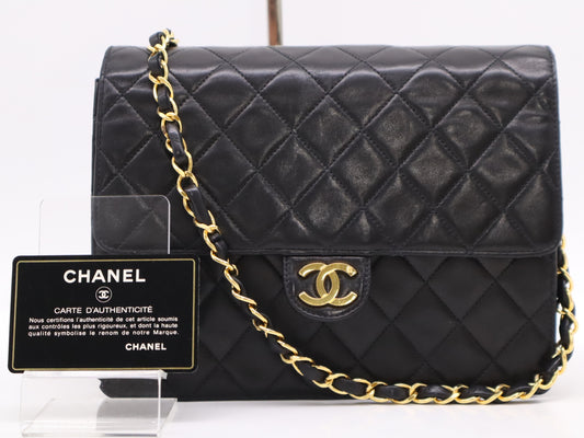 CHANEL Lambskin Matelasse 22 Shoulder Bag, Small Flap, Small Chain, Push Lock, Grand Design Hardware, Black Seal, 4014386