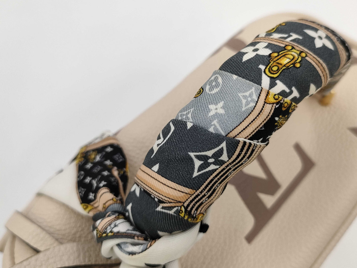 LOUIS VUITTON M45599 Monogram Empreinte Vanity PM Handbag with RFID Ready Scarf, Strap, Cloche, Padlock, Two Keys, and Dust Bag