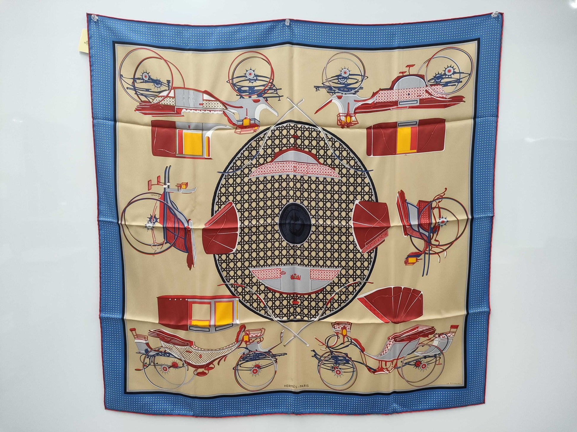 HERMES Silk Carré 90 LA PERRIERE Scarf with Box
