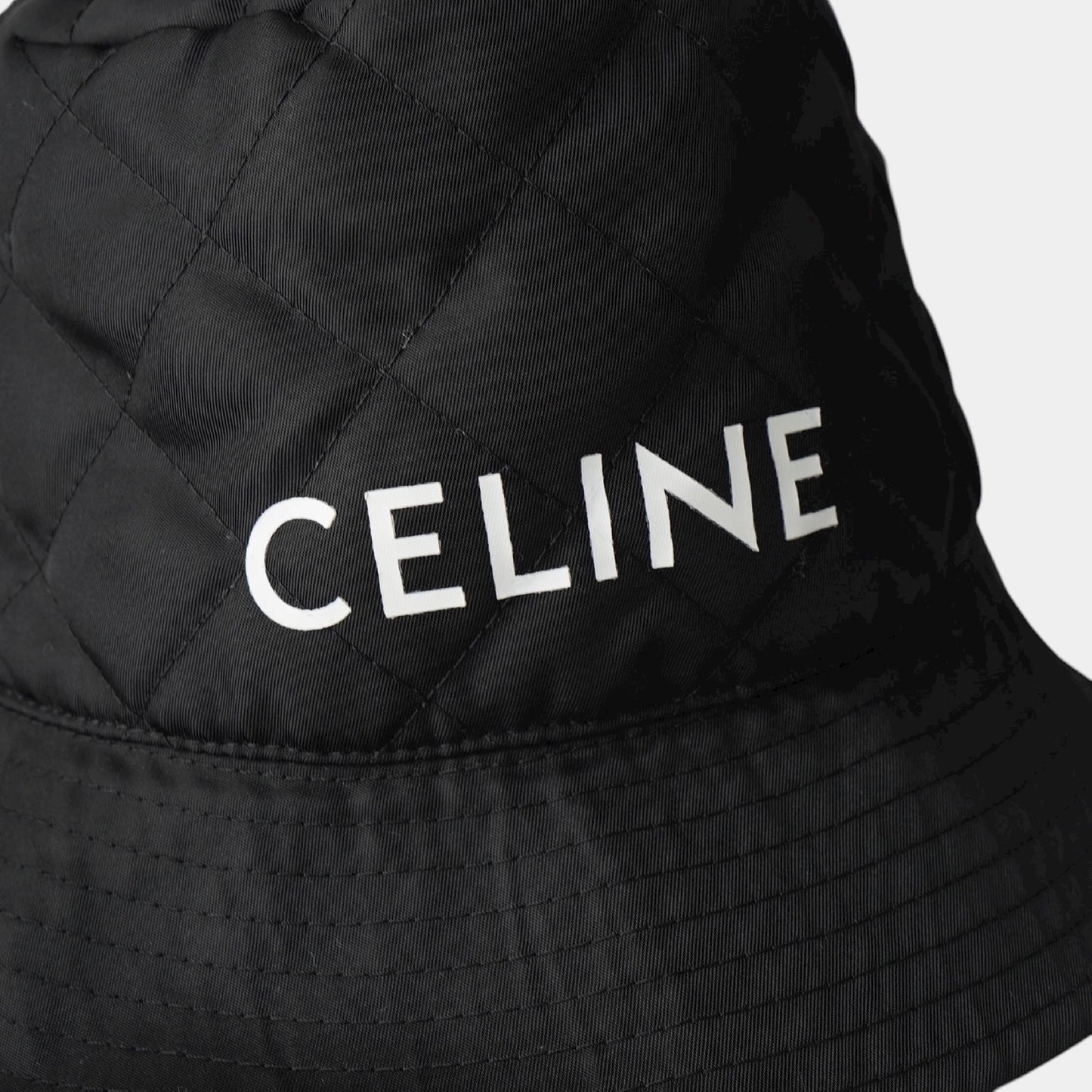 CELINE Logo Quilted Nylon Bucket Hat, Black, Size L, Other Accessories