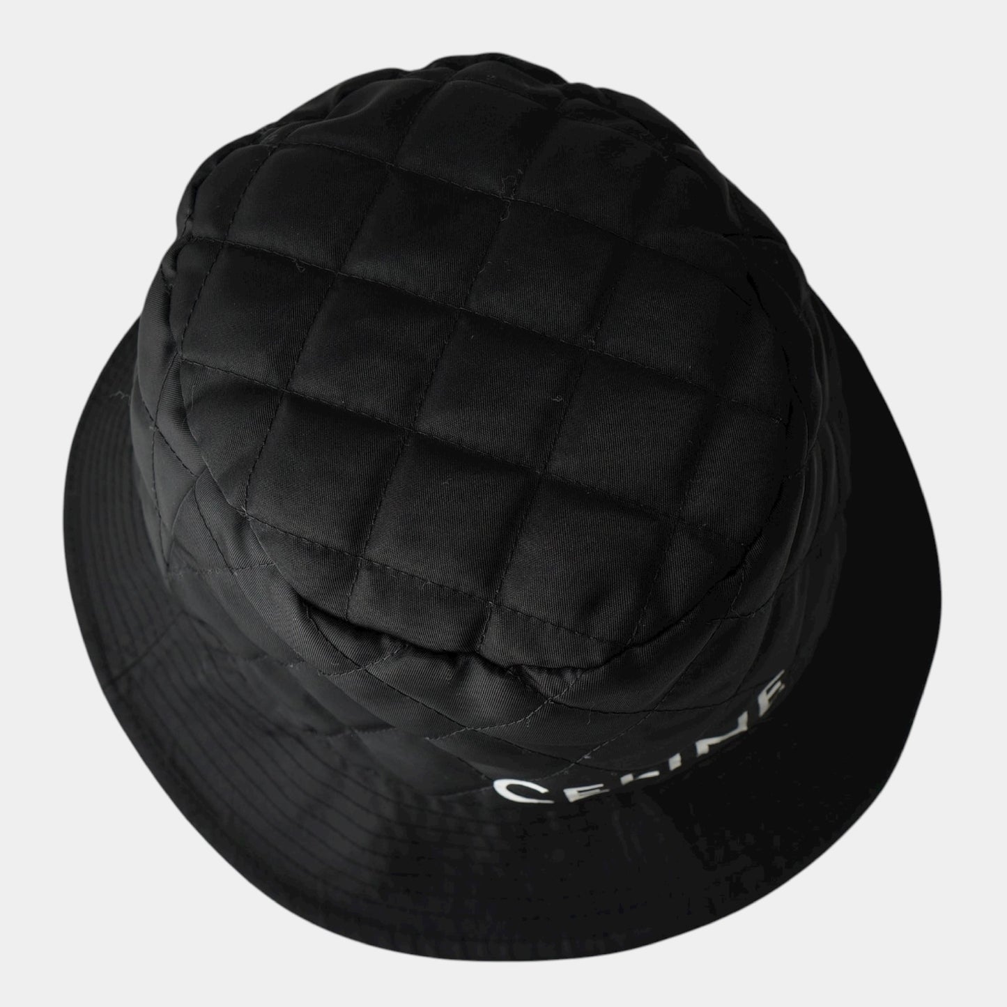 CELINE Logo Quilted Nylon Bucket Hat, Black, Size L, Other Accessories