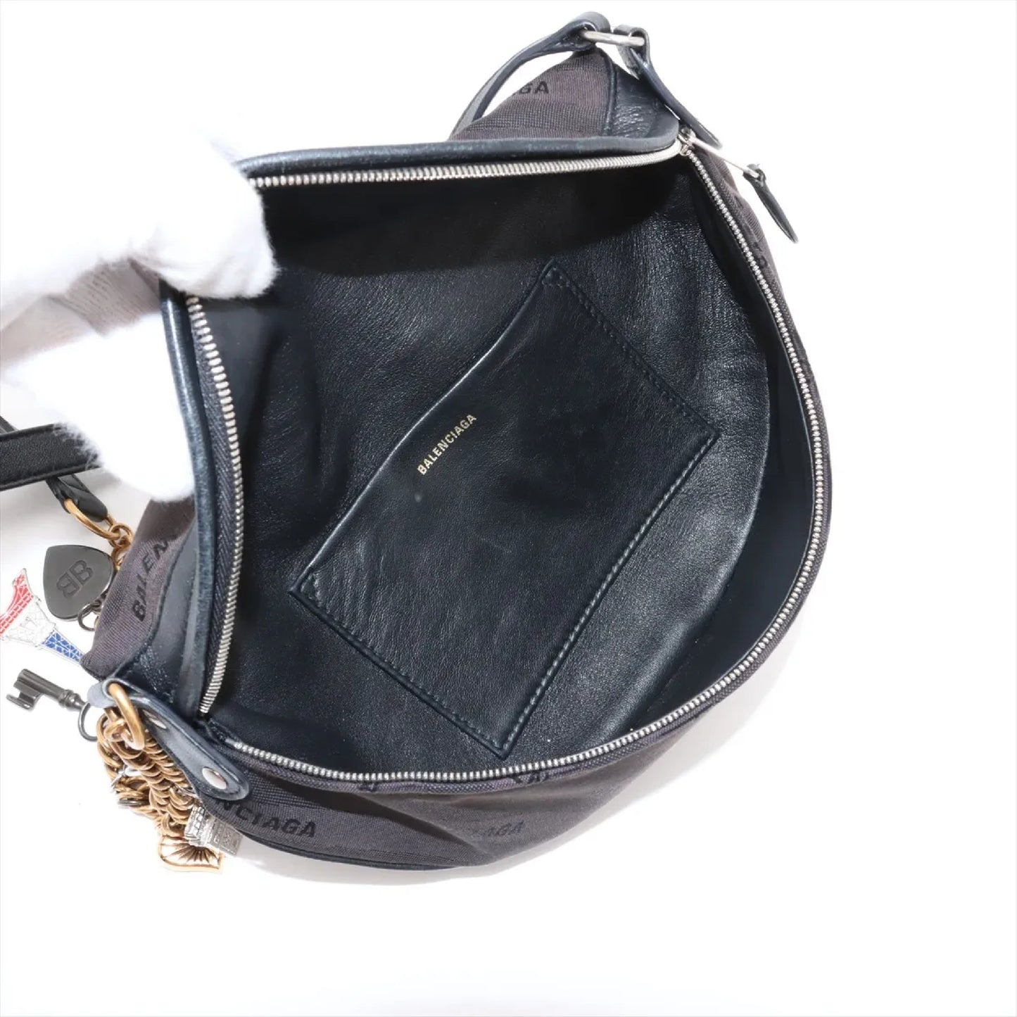 BALENCIAGA Souvenir XS Canvas and Leather Body Bag, Black, 518163 Shoulder Bag