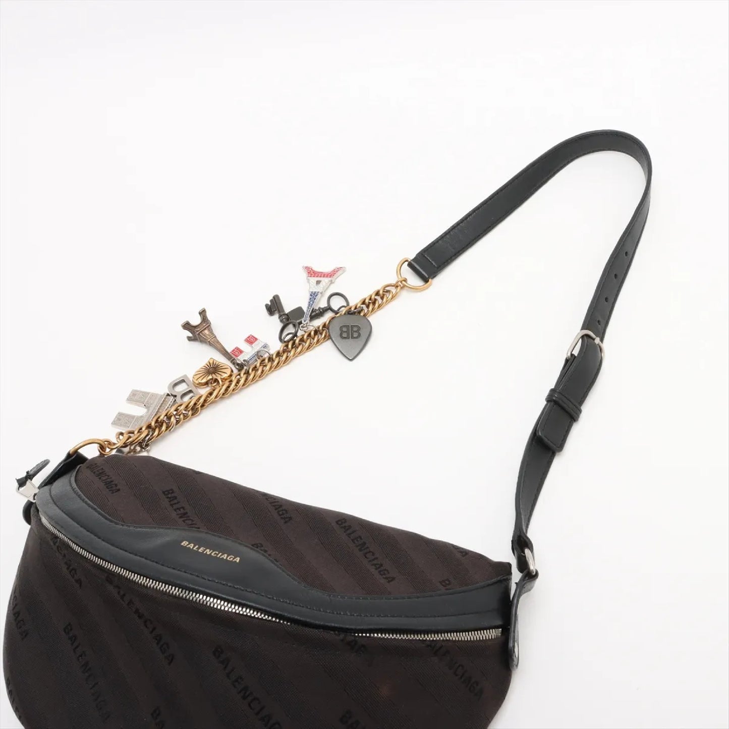 BALENCIAGA Souvenir XS Canvas and Leather Body Bag, Black, 518163 Shoulder Bag