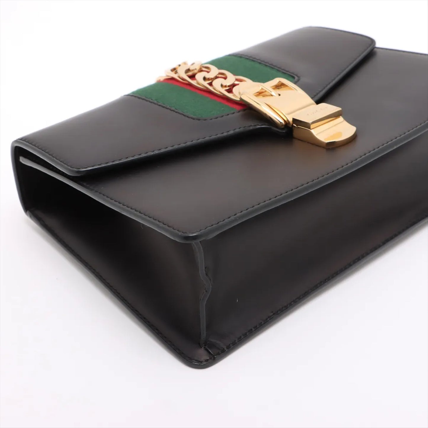 GUCCI Sylvie Leather Shoulder Bag, Navy, 421882