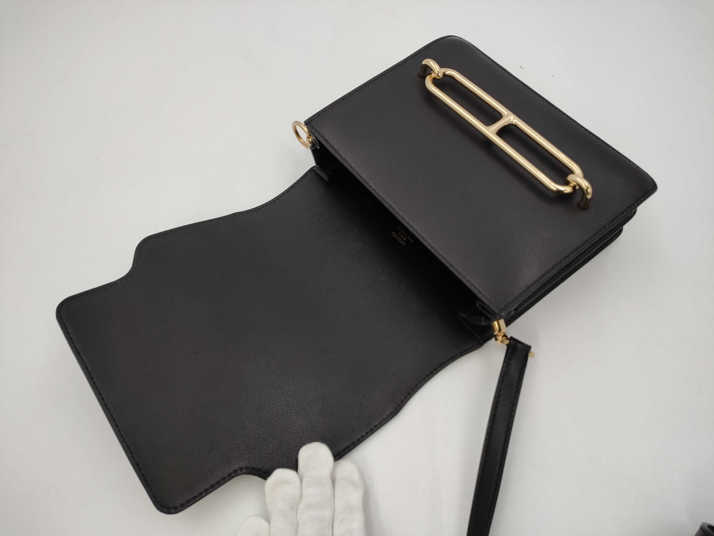 HERMES Sac Lauris Mini Evercolor Black GD Hardware Y Stamp Shoulder Bag