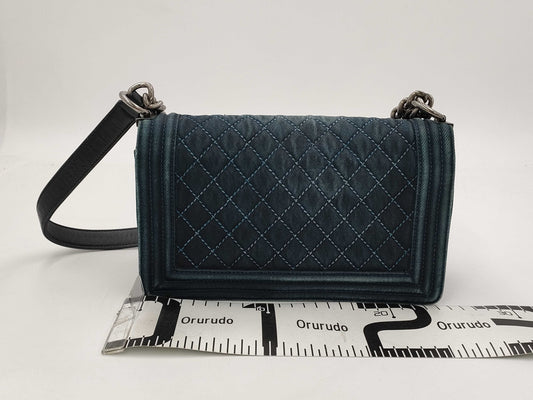 CHANEL Boy Chanel 25 Matelasse Denim Blue with Silver Hardware A67086 Shoulder Bag