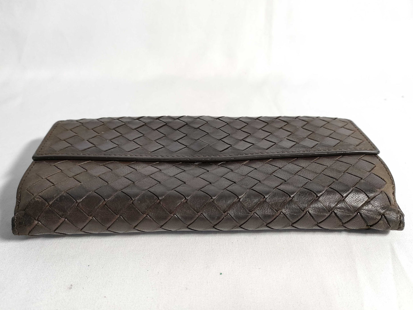 BOTTEGA VENETA Intrecciato Long Wallet in Brown Lambskin