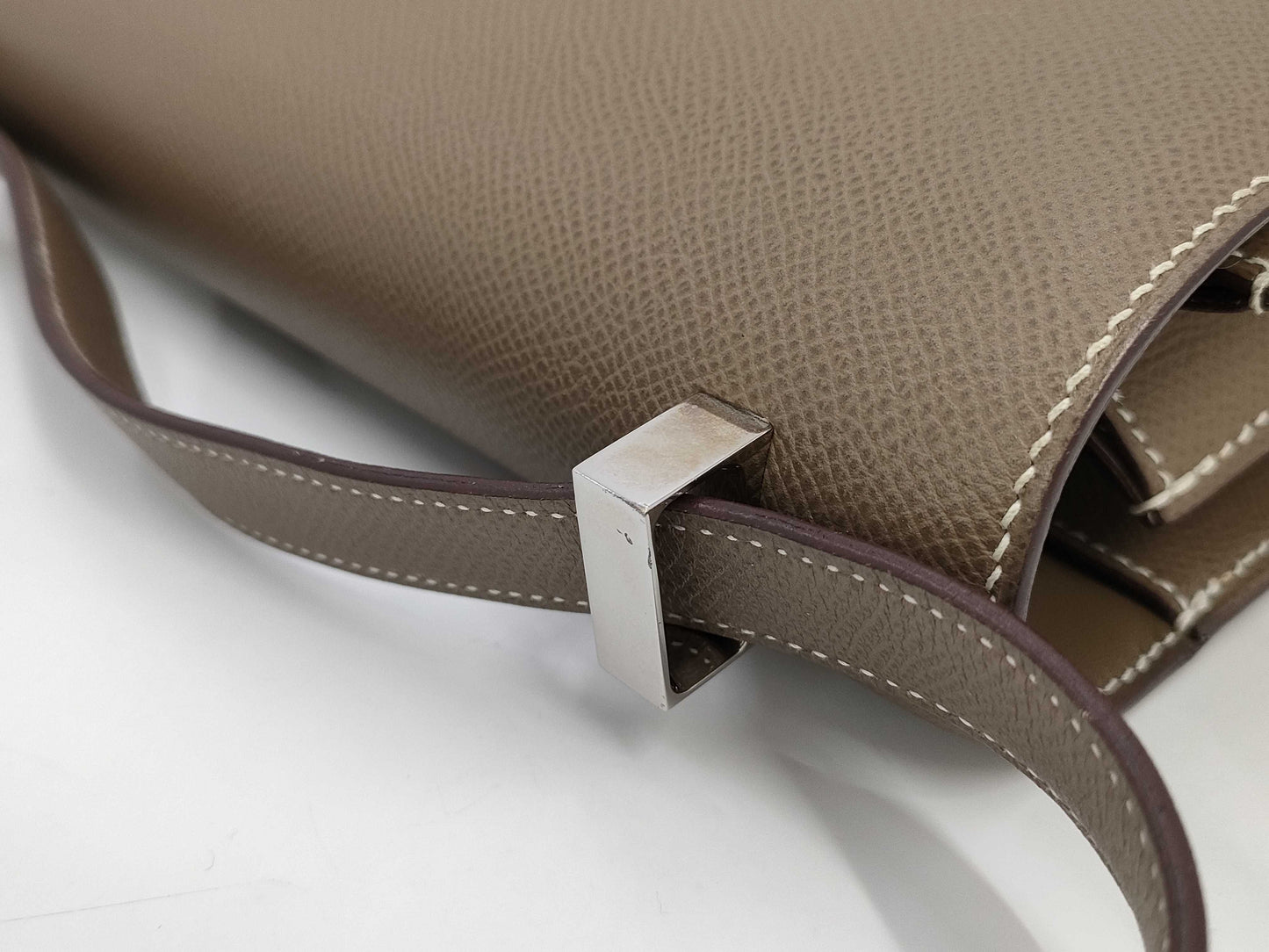 HERMES Constance Epsom Silver Constance Series A Stamp Shoulder Bag