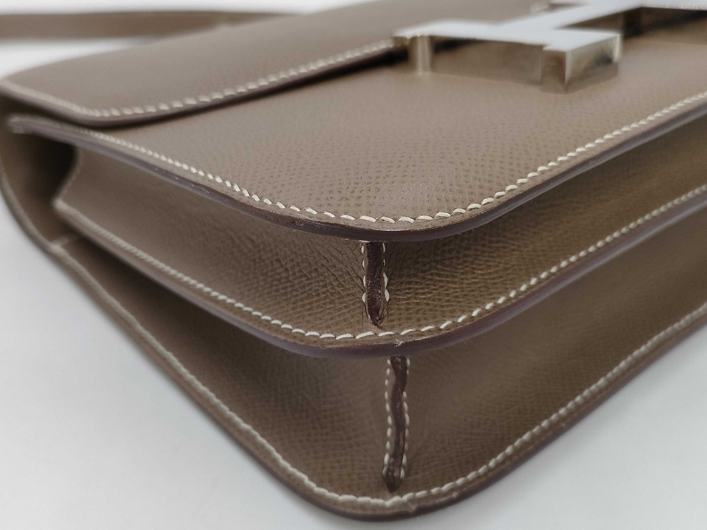 HERMES Constance Epsom Silver Constance Series A Stamp Shoulder Bag