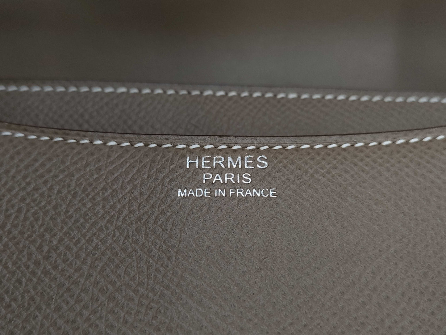 HERMES Constance Epsom Silver Constance Series A Stamp Shoulder Bag