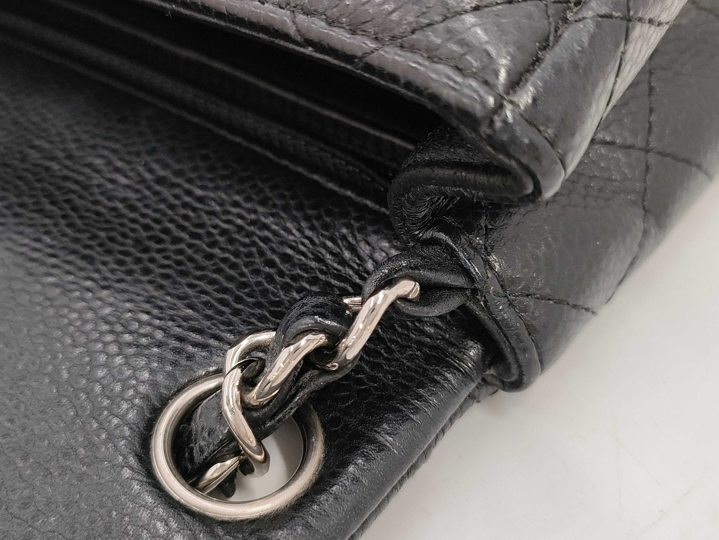 CHANEL Mini Matelasse Caviar Leather Chain Shoulder Bag, Black, 18 Series
