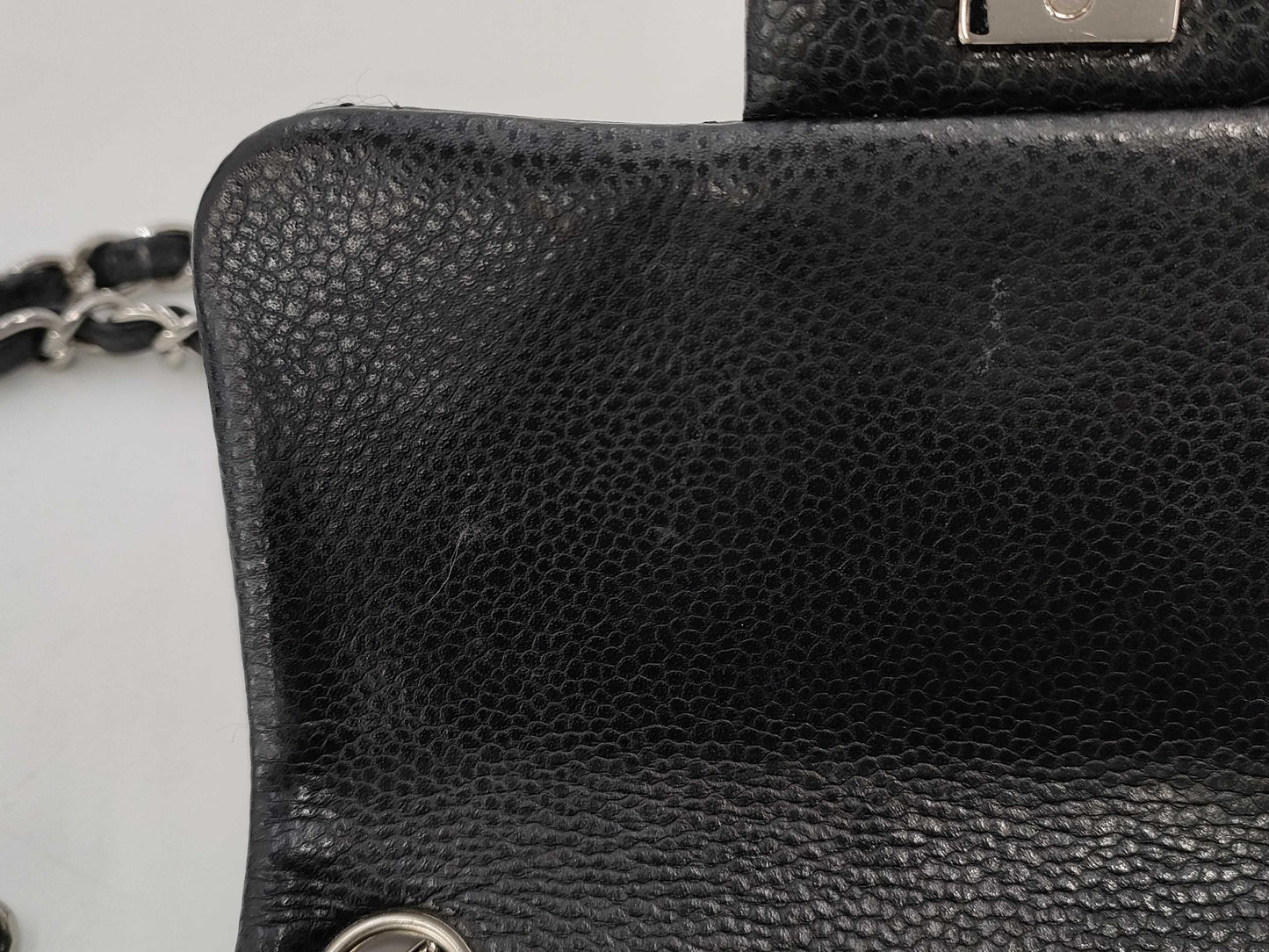CHANEL Mini Matelasse Caviar Leather Chain Shoulder Bag, Black, 18 Series