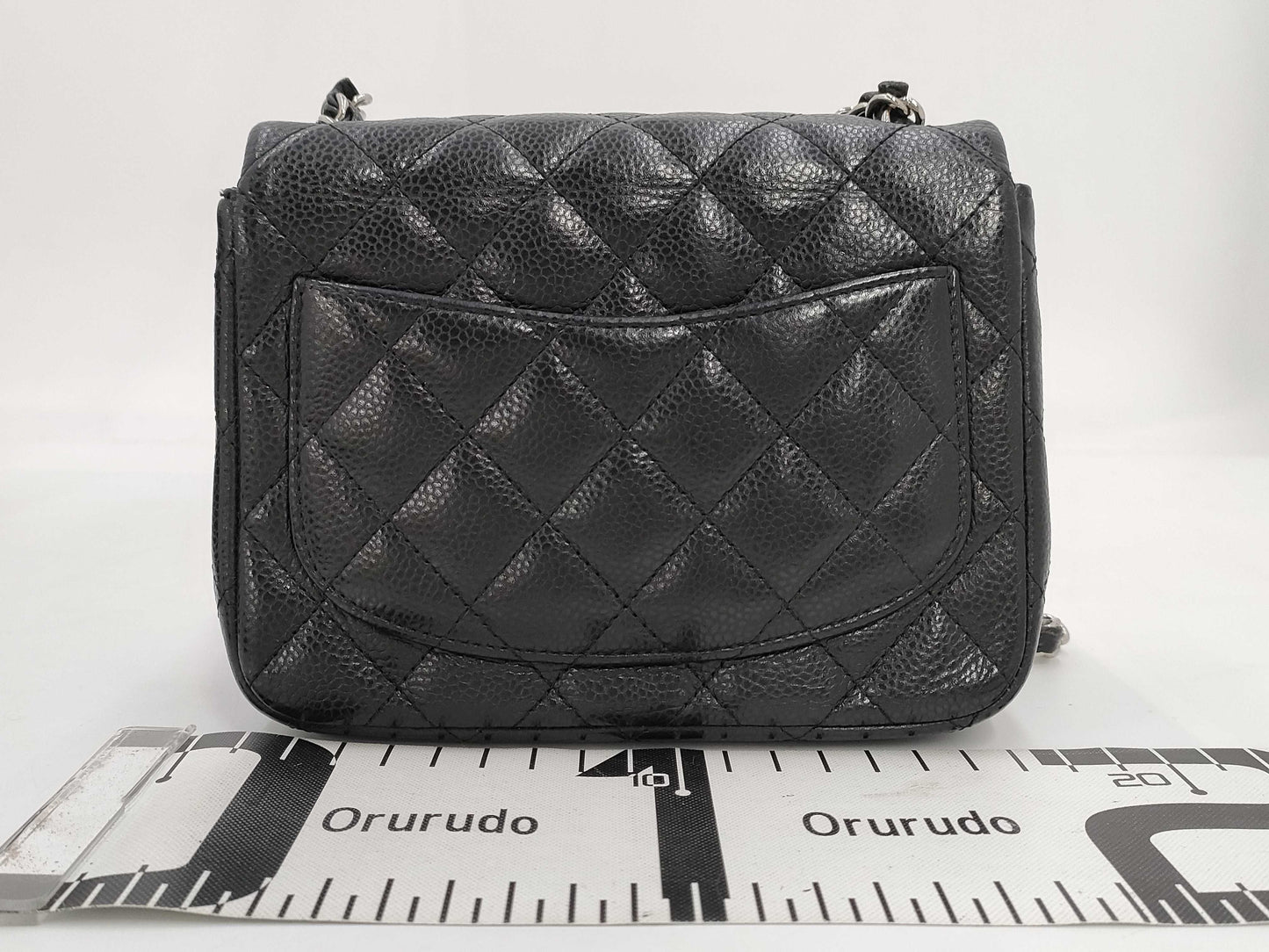 CHANEL Mini Matelasse Caviar Leather Chain Shoulder Bag, Black, 18 Series