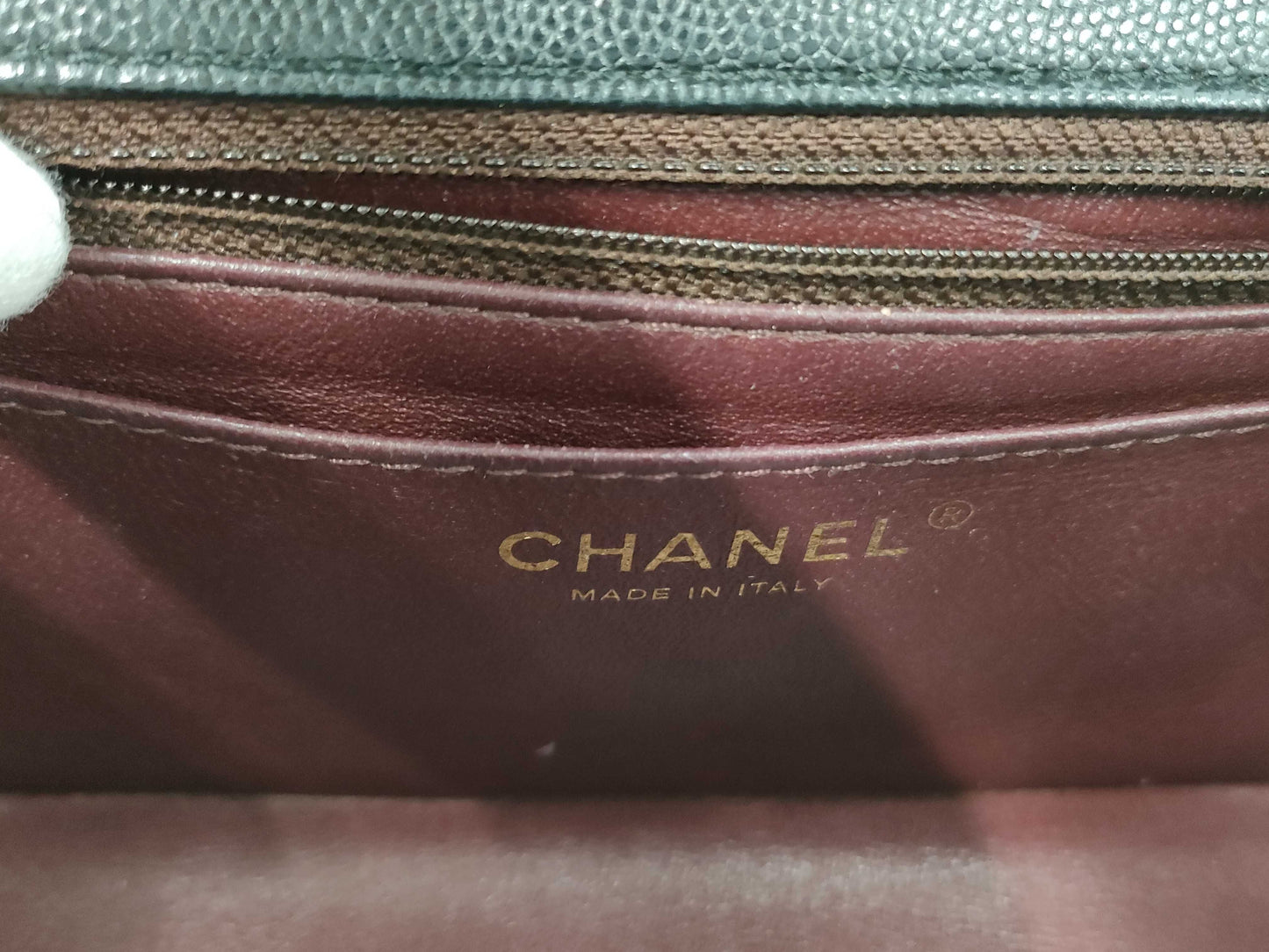 CHANEL Mini Matelasse Caviar Leather Chain Shoulder Bag, Black, No. 24