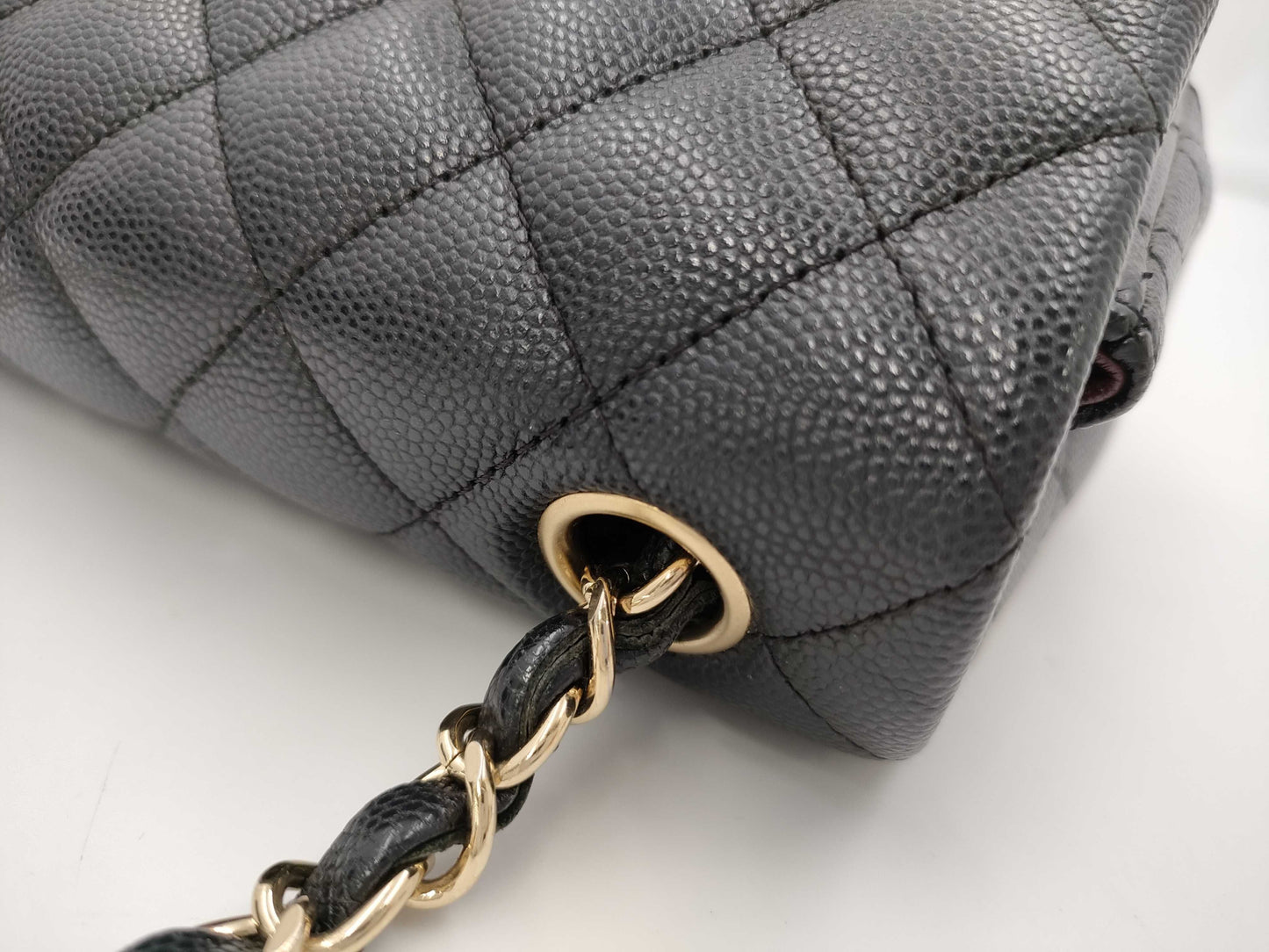 CHANEL Mini Matelasse Caviar Leather Chain Shoulder Bag, Black, No. 24