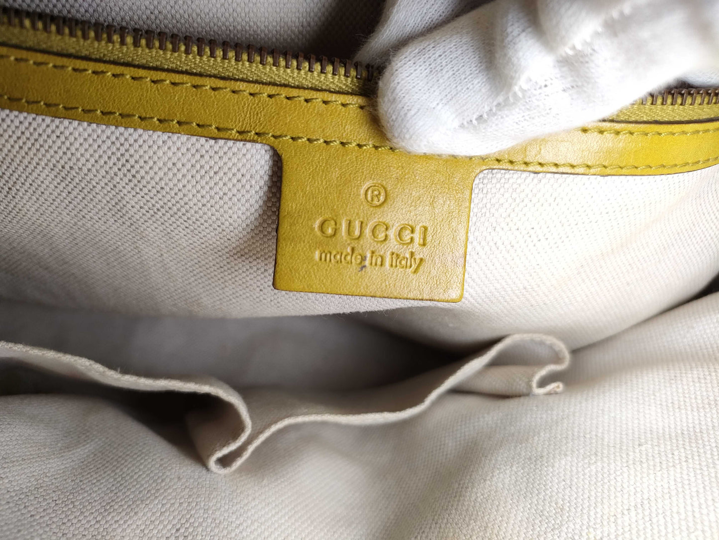 GUCCI GG Canvas Running Tote Bag Yellow