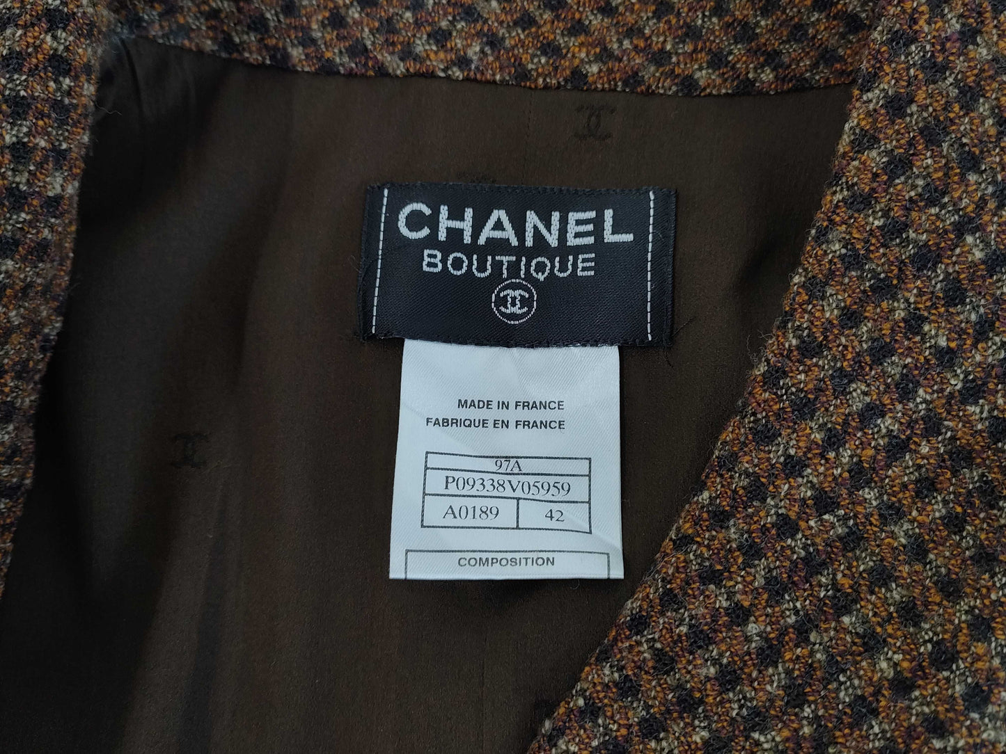 CHANEL 97A P09338 Tweed Coco Mark Zip-Up Dress