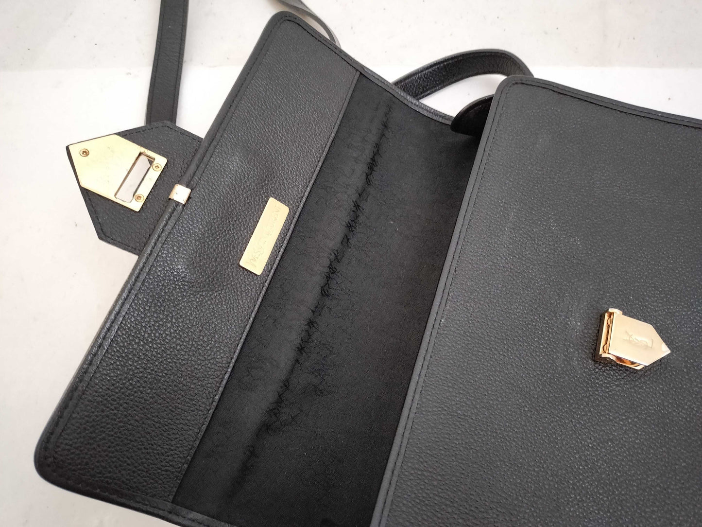 Yves Saint Laurent Cassandra Shoulder Bag in Black Leather