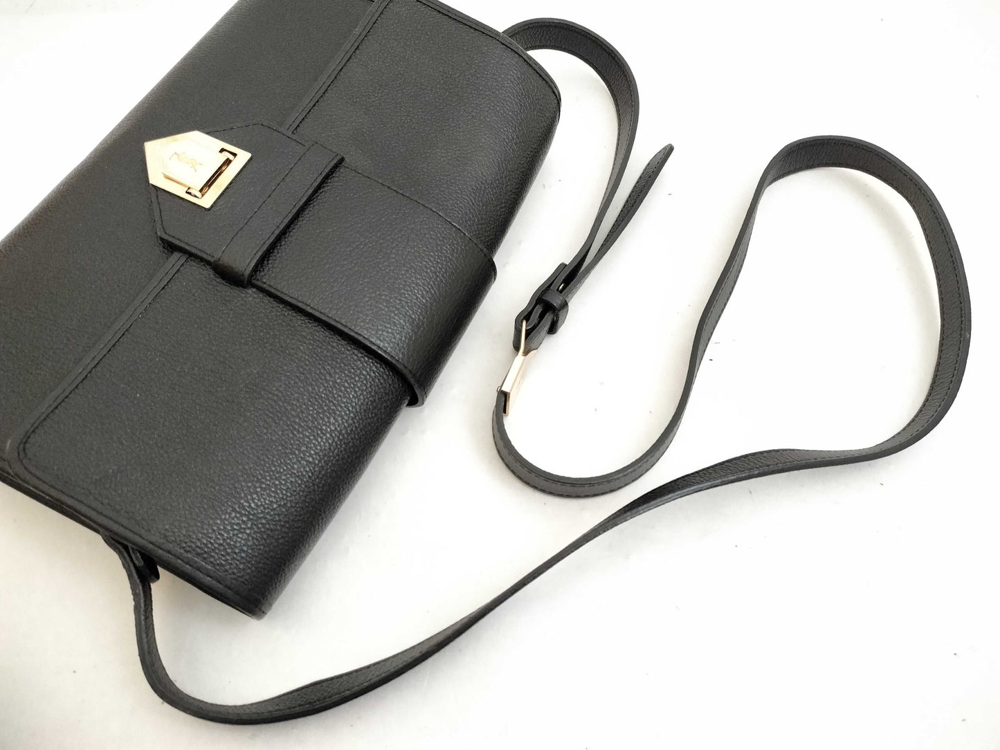 Yves Saint Laurent Cassandra Shoulder Bag in Black Leather