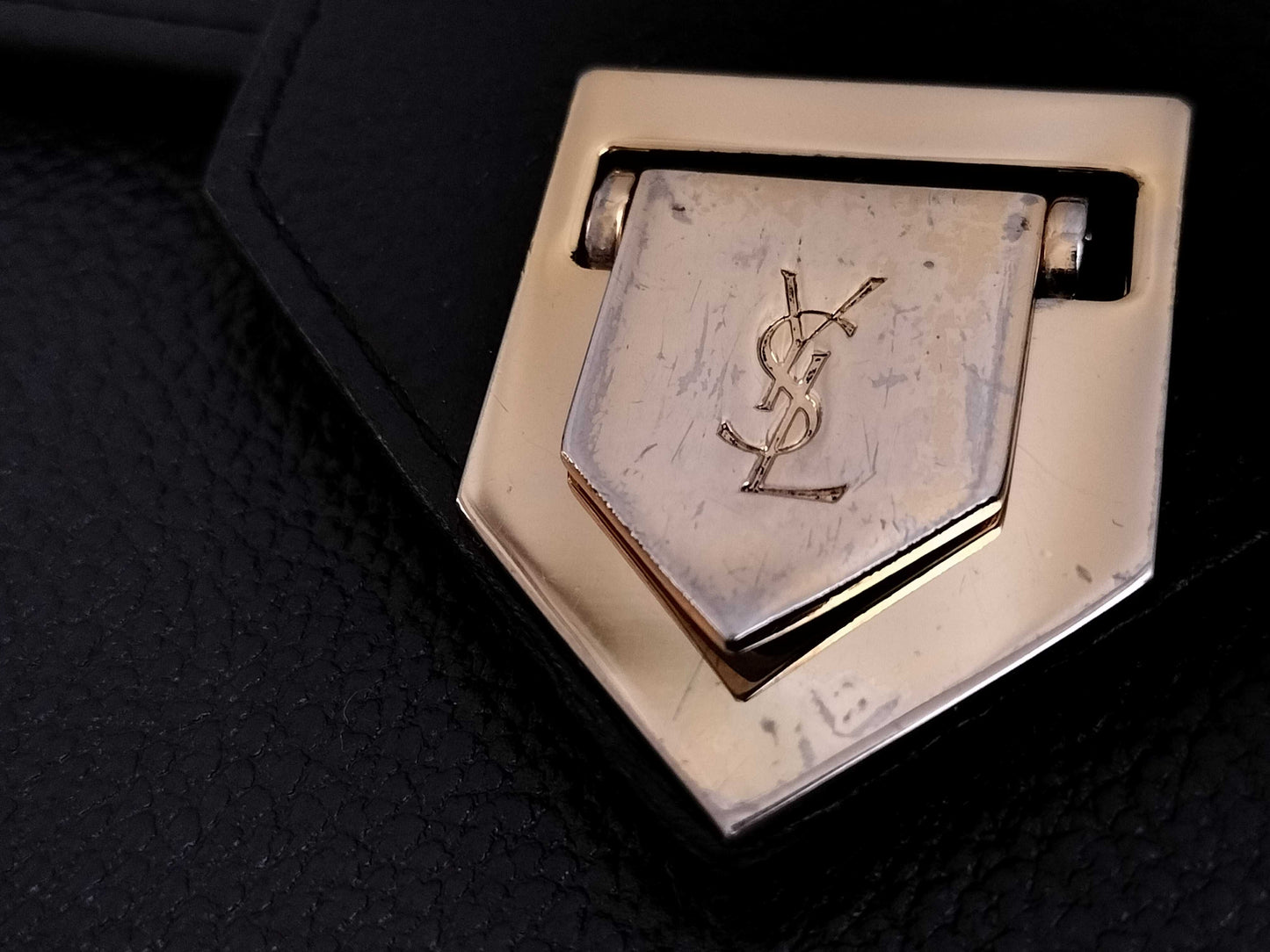 Yves Saint Laurent Cassandra Shoulder Bag in Black Leather