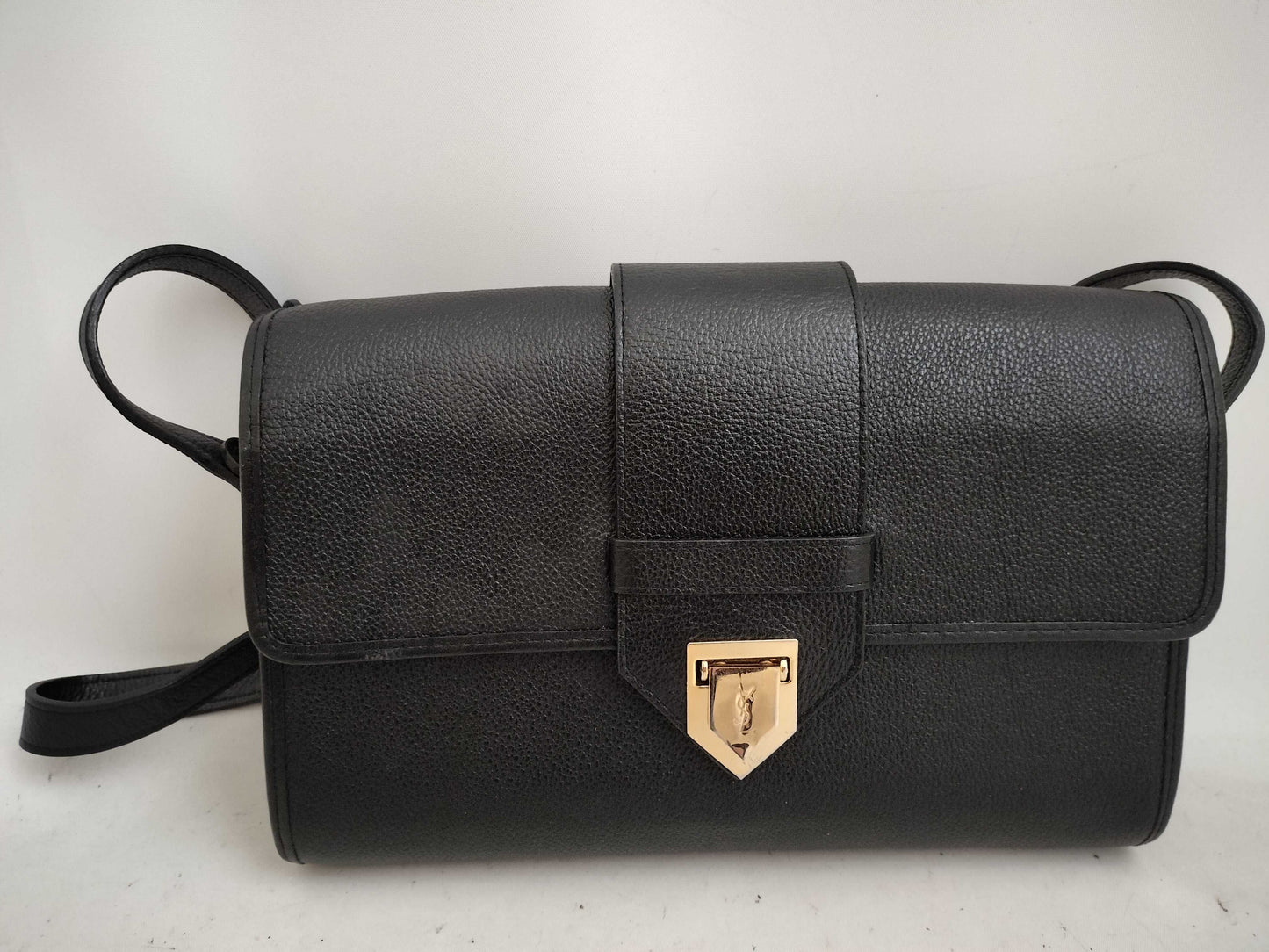 Yves Saint Laurent Cassandra Shoulder Bag in Black Leather