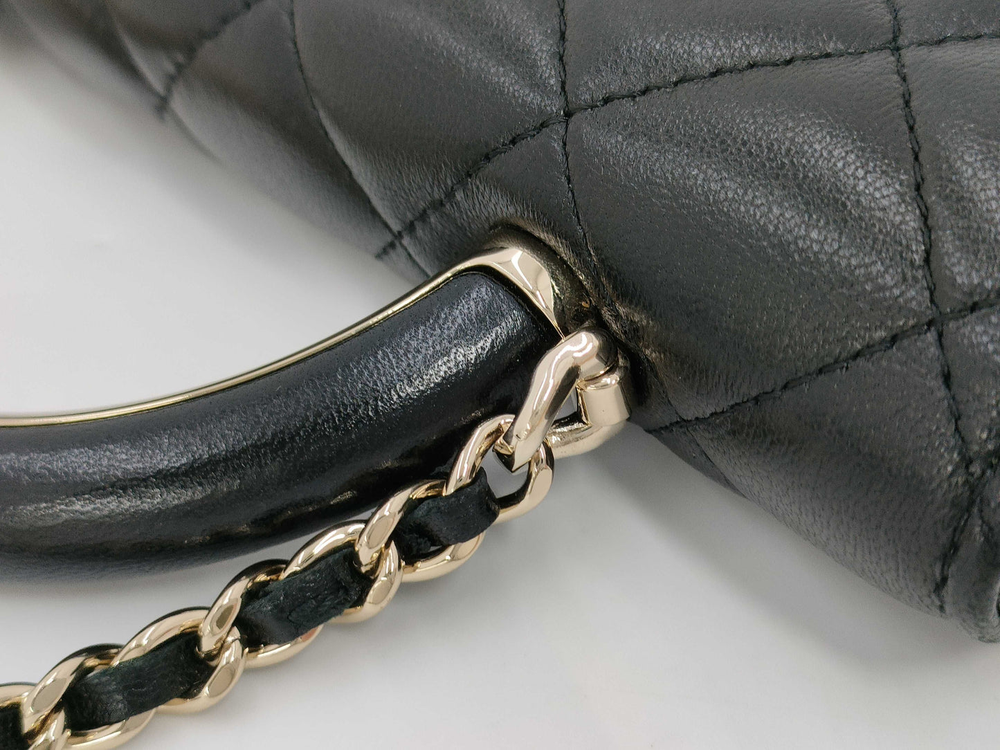 CHANEL CHANEL Lamb Matelasse Chain Black Shoulder Bag with Serial Number