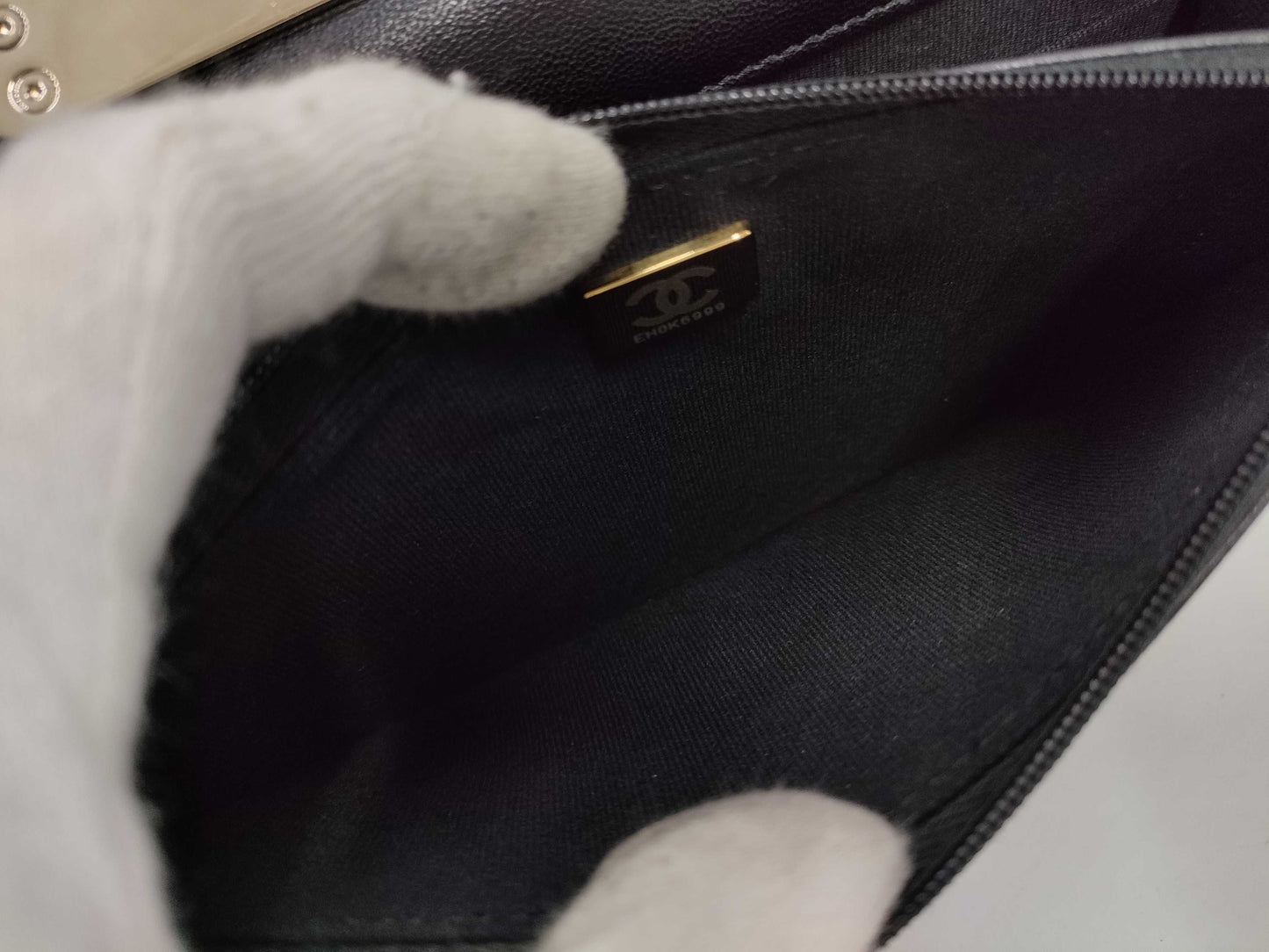 CHANEL CHANEL Lamb Matelasse Chain Black Shoulder Bag with Serial Number