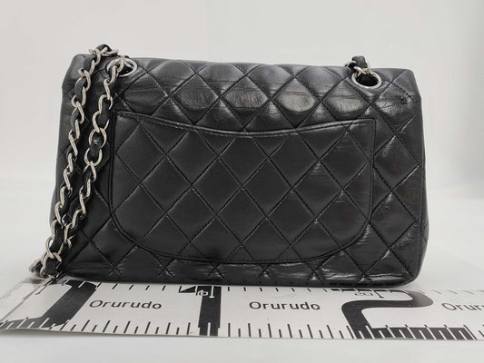 CHANEL CHANEL Matelasse 23 Lambskin Chain Shoulder Bag in Black with Silver Hardware