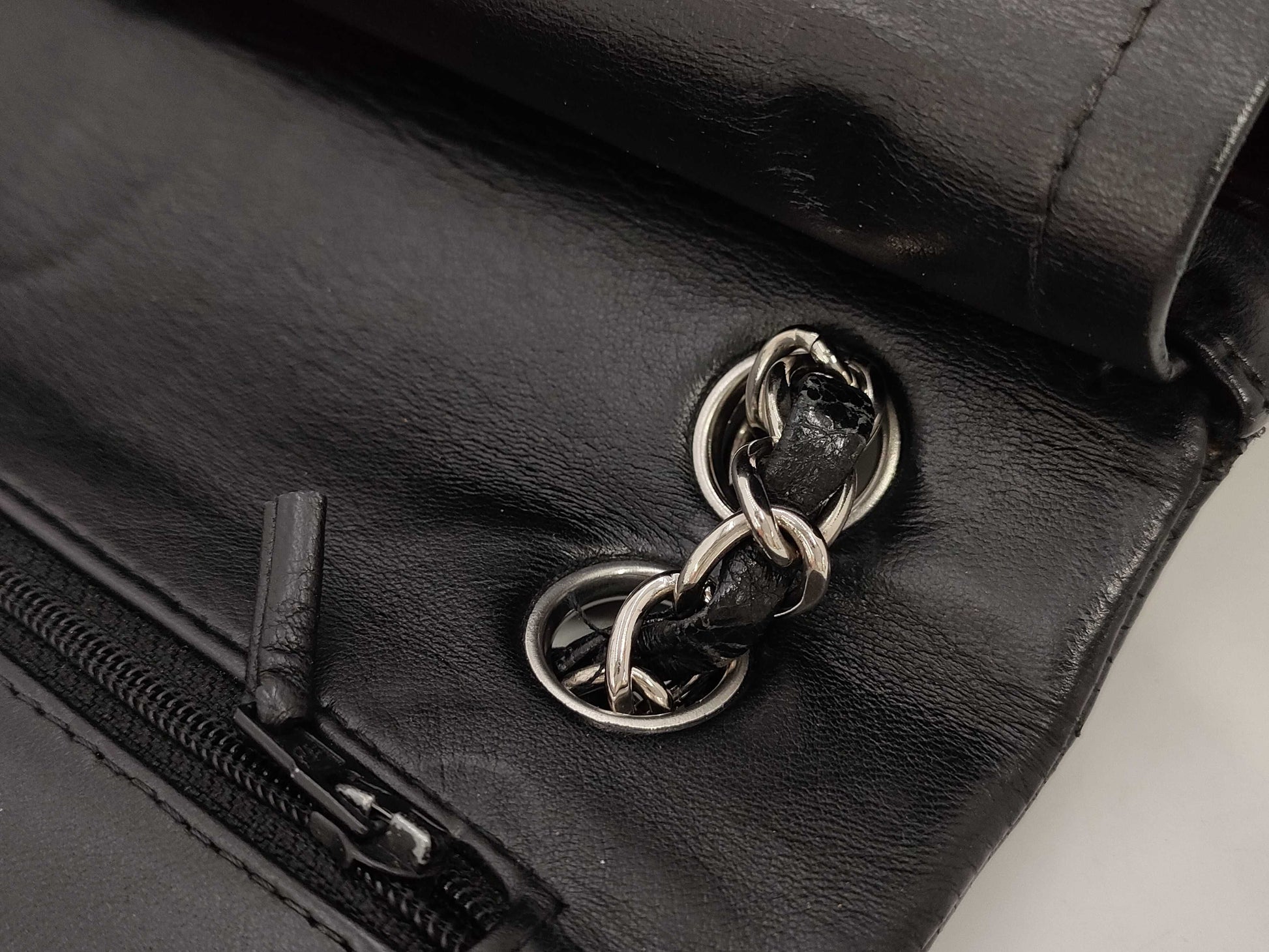 CHANEL CHANEL Matelasse 23 Lambskin Chain Shoulder Bag in Black with Silver Hardware
