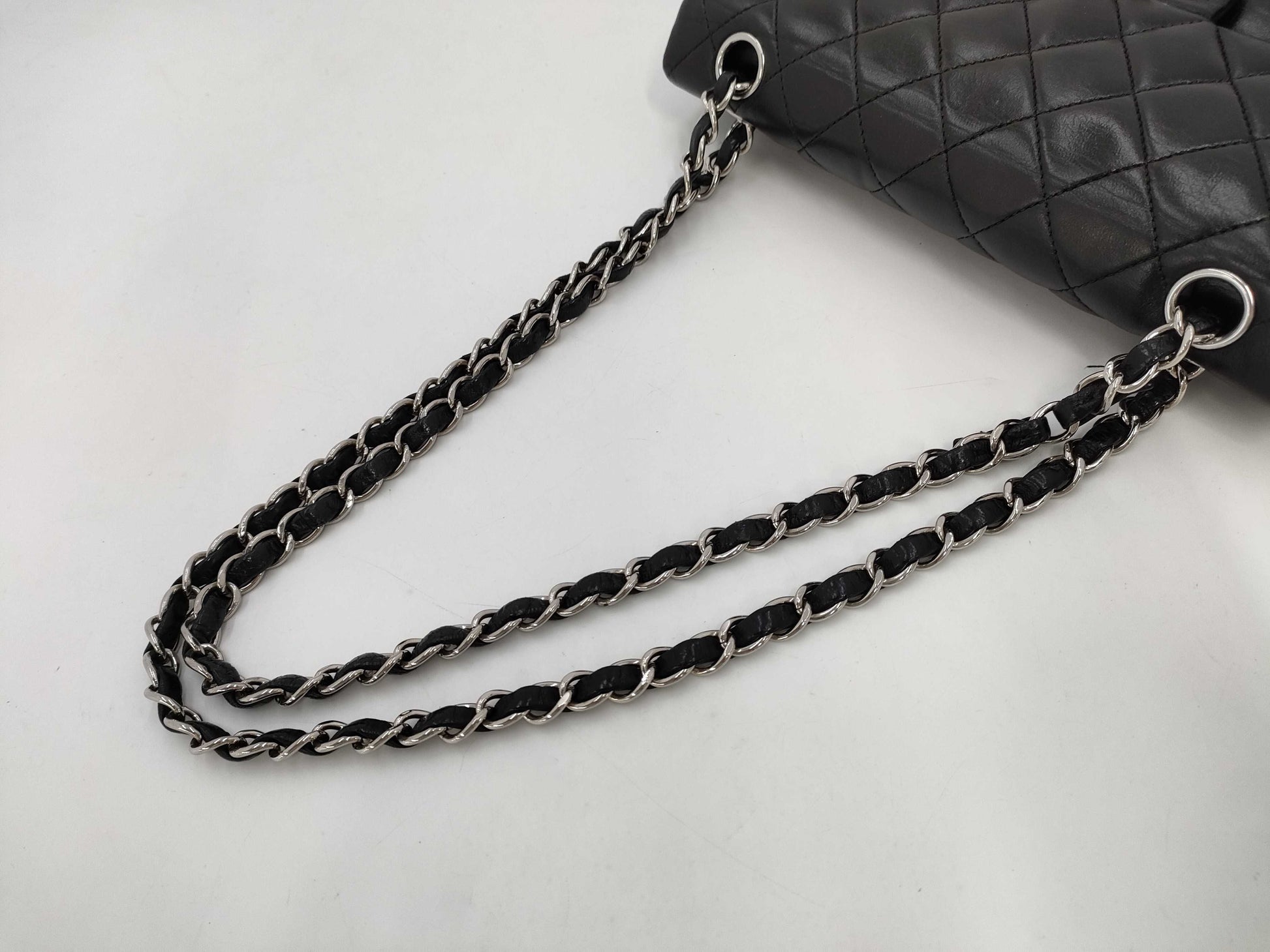 CHANEL CHANEL Matelasse 23 Lambskin Chain Shoulder Bag in Black with Silver Hardware