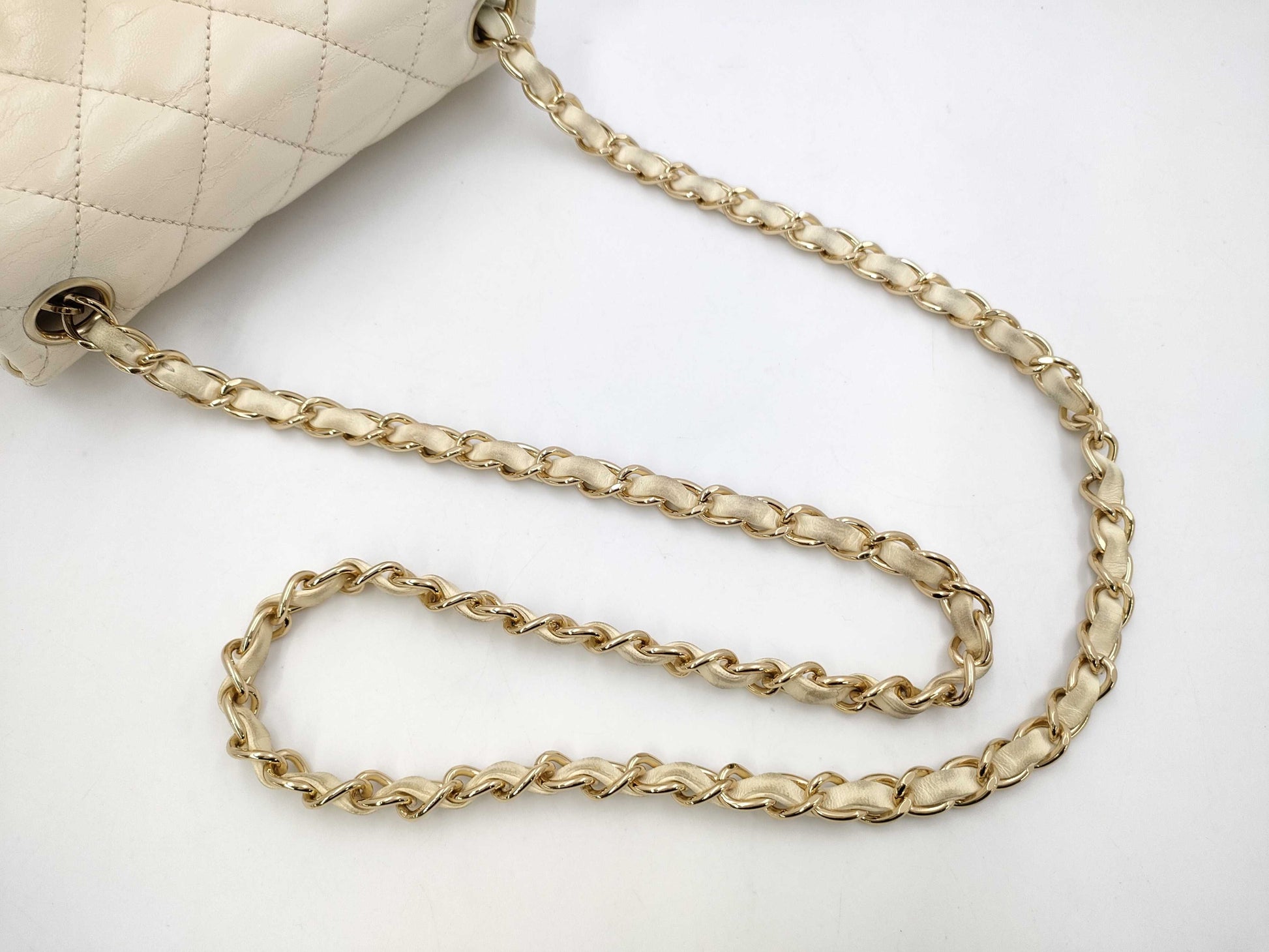 CHANEL CHANEL Mini Matelasse Lambskin Chain Shoulder Bag Beige with GD Hardware