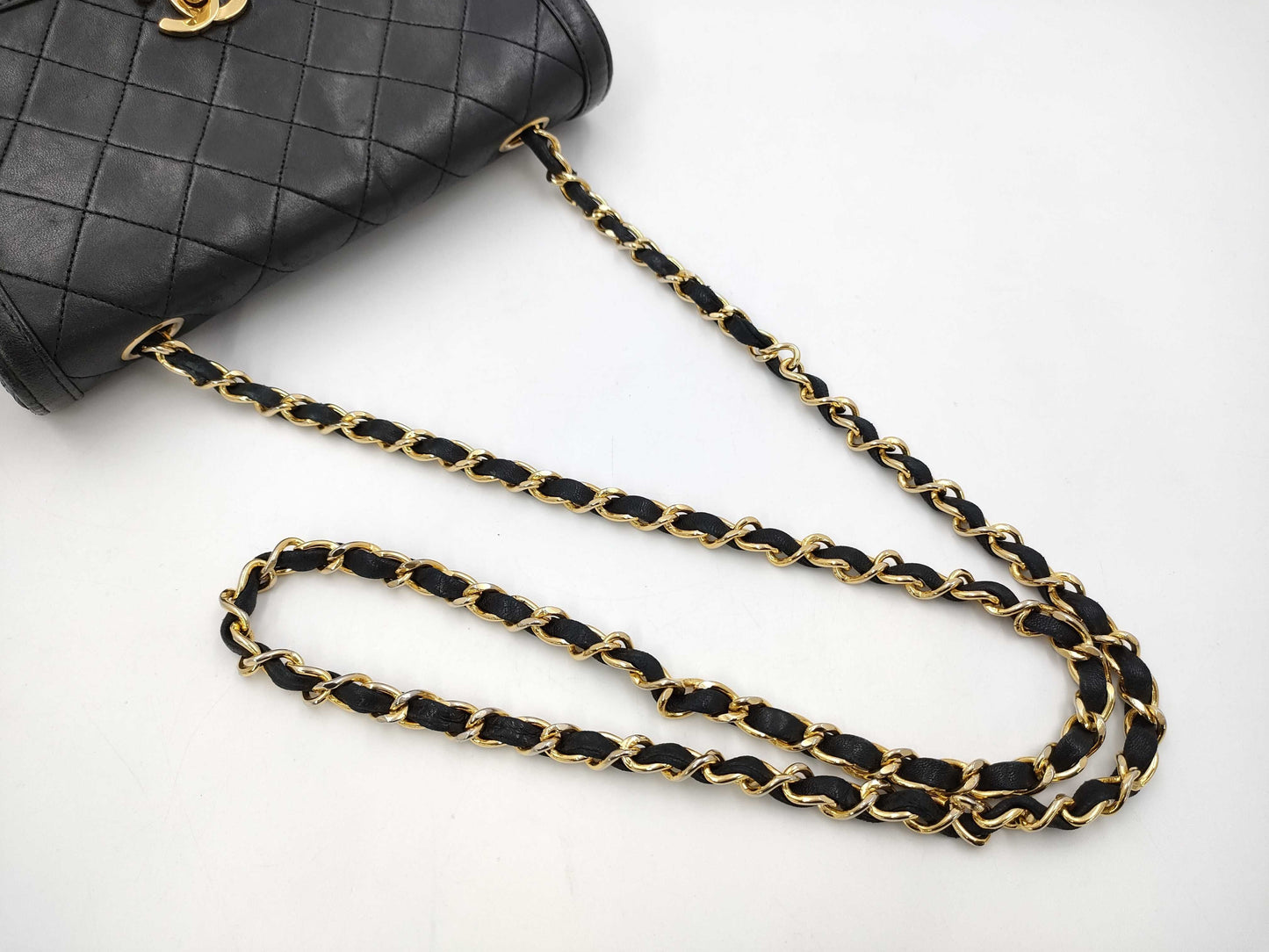 CHANEL Matelasse Turnlock Design Flap Trapezoid Lambskin Chain Shoulder Bag