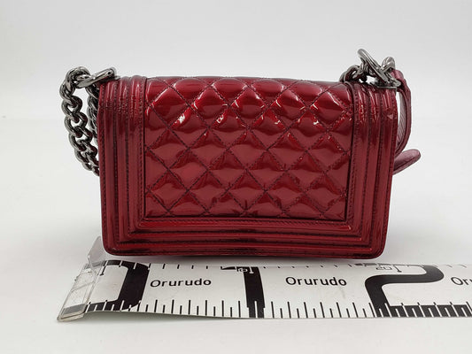CHANEL Boy Chanel Patent Matelasse Chain Shoulder Bag
