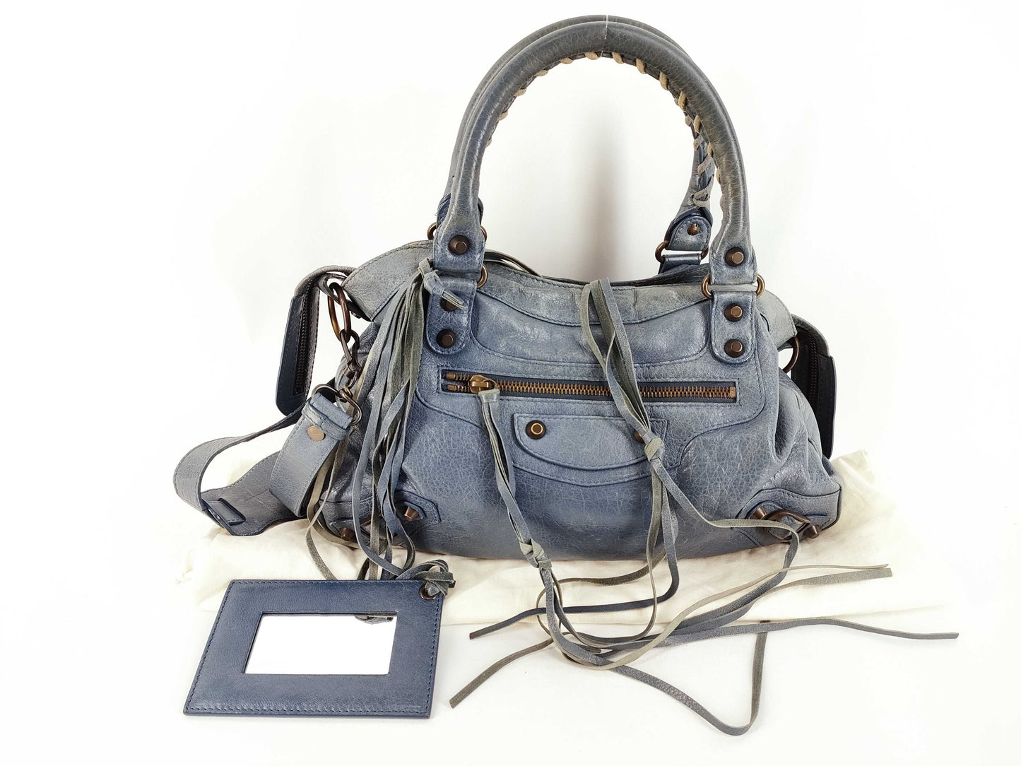 BALENCIAGA The Town Handbag, 2-way Shoulder Bag, Leather, Navy, 240579