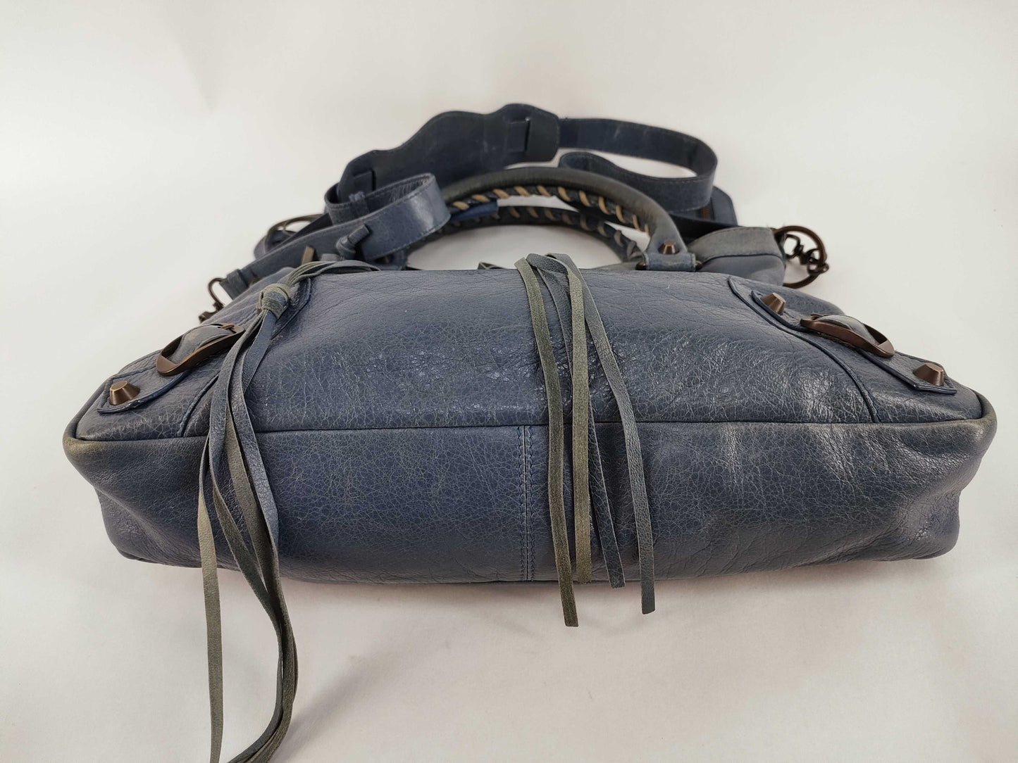 BALENCIAGA The Town Handbag, 2-way Shoulder Bag, Leather, Navy, 240579