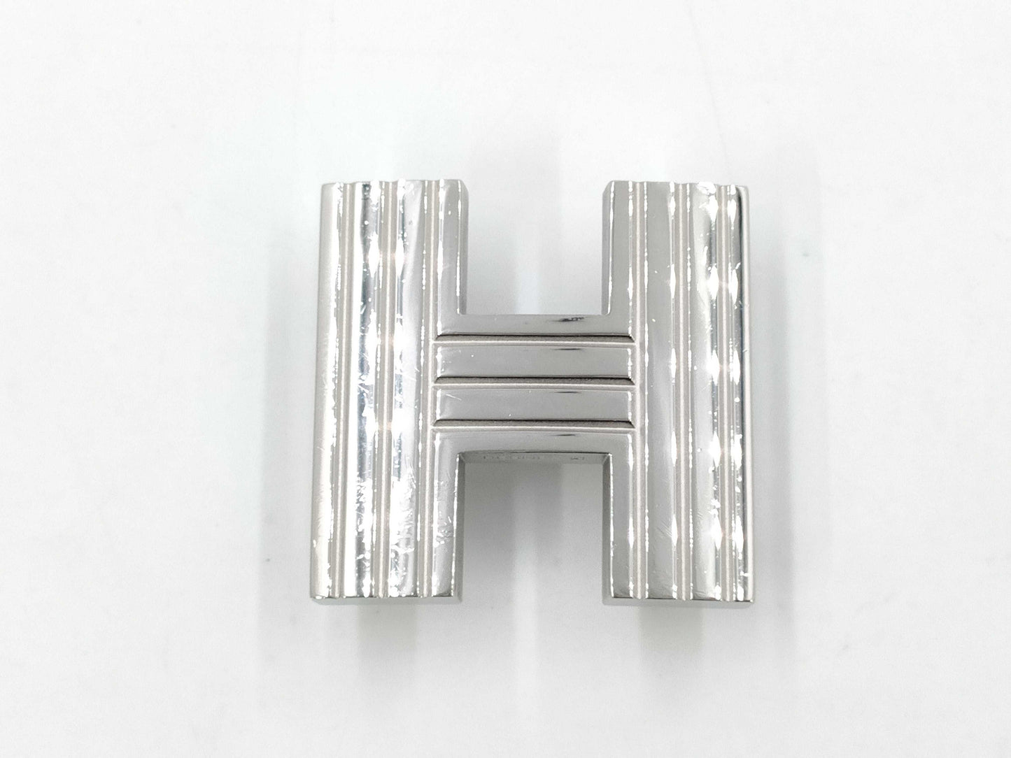HERMES H motif buckle silver belt